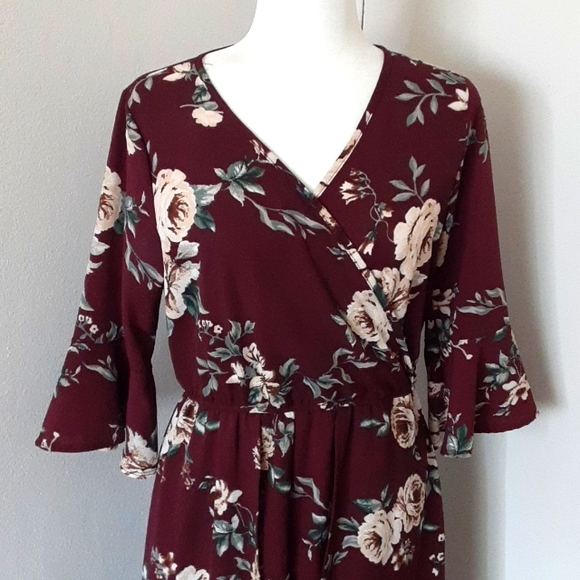 Miami Long Maxi Dress Romper Burgundy Size Large - Picture 3 of 10